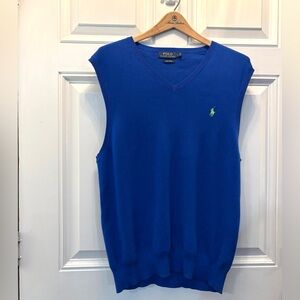 Polo Ralph Lauren Royal Blue Pima Cotton Sweater Vest Men’s L Preppy Ivy League